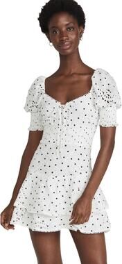 Alice + Olivia Crawford Sweetheart Puff Sleeve Mini Dress White Size 10